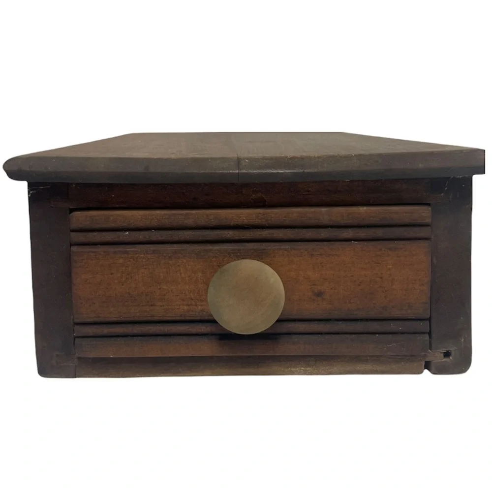 Vintage 1800’s Wood Box Drawer Antique Primitive Rustic French Cottage Farmhouse - Picture 2 of 11